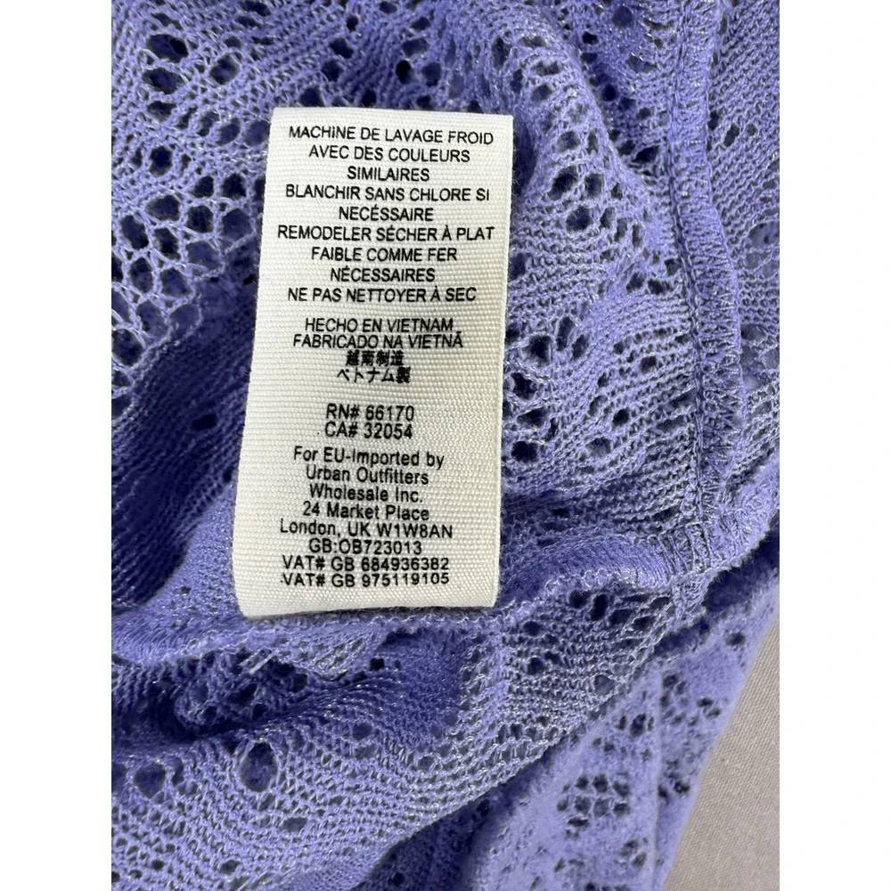 Free People Top Womens Large Sweatshirt Purple Long Sleeve Open Knit Soft Cozy